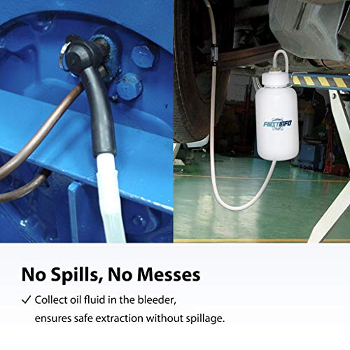 Firstinfo 33 Oz (1 Liter) Capacity Brake Service Brake Fluid Bleeder Bottle/Receiver With Non-Return Check Valve + Hook Fixed #TOP4