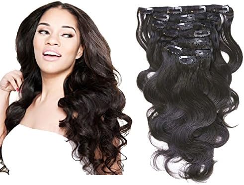Loxxy Double Wefts Body Wave Clip In Hair Extensions 100% Real Remy Human Hair Double Wefts Natural Thick Virgin 8A Grade Hair For Full Head African Americans 10-22inch,120g/set 22 Inch