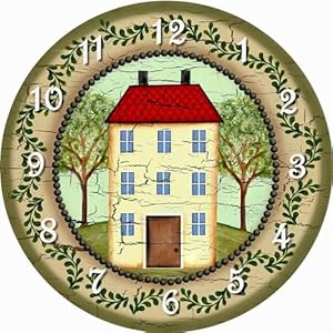 CafePress Primitive Folk Art Country Home 10" Wall Clock for Livingroom, Kitchen, or Office CafePress Primitive Folk Art Country Home 10 Wall Clock for Livingroom Kitchen or Office