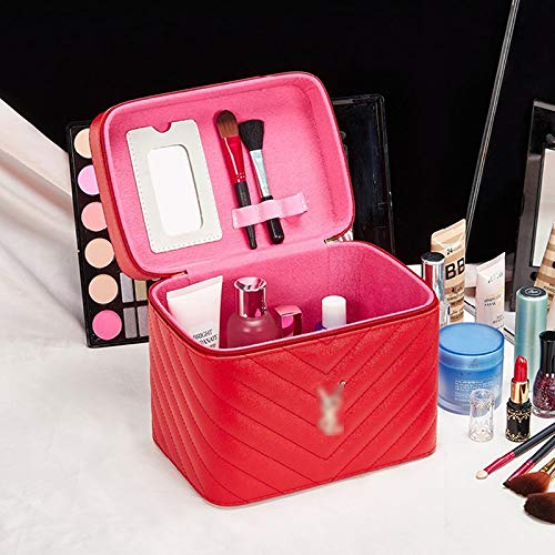 Preisvergleich Produktbild DSJSP Großvolumige Multifunktionale Mehrschichtige kosmetischer Fall Haushalt Portable Storage Box PU-Leder Wasserdicht und verschleißfeste Metall Griff Multi-Color Optional Kosmetiktasche