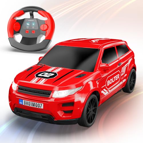 Image of Mirana Bolter SUV Remote Control RC Car for Kids | 1:24 Scale Racing Toy | with 1.5X Turbo Boost, LED Lights & Anti Skid Tyres | USB Type-C Rechargeable | Gift for Boys & Girls 4+ Years, Red
