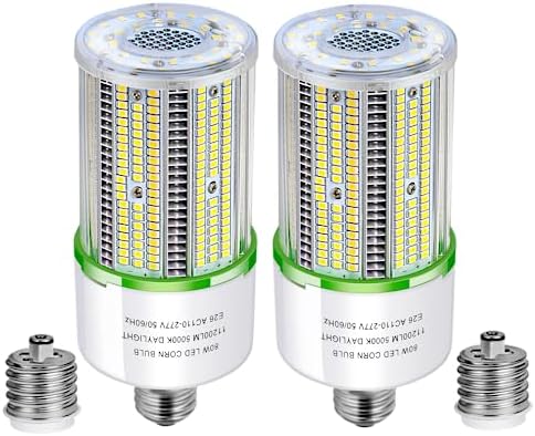 TJBB 2-Pack 80W LED Corn Bulbs,E26/ E39 Base LED Light,5000K Daylight,LED Replacement Metal Halide HID CFL for Commercial Industrial Lighting Warehouse High Bay Light Fixture Garage Workshop