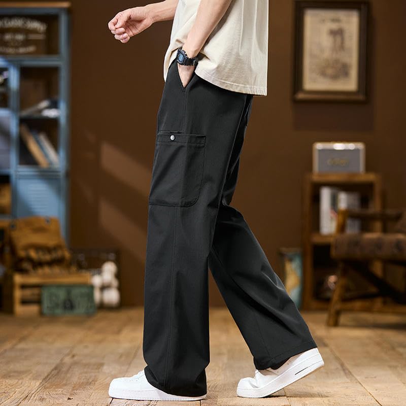 Men's Summer American Patchwork Big Pocket Trendy Loose Straight Workwear Casual Pants2