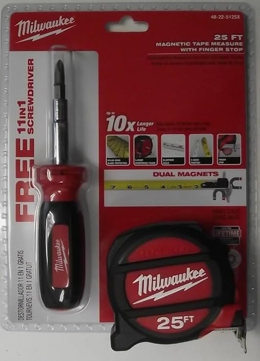 MILWAUKEE ELEC TOOL 48-22-5125 Magnet Tape Measure, 25'
