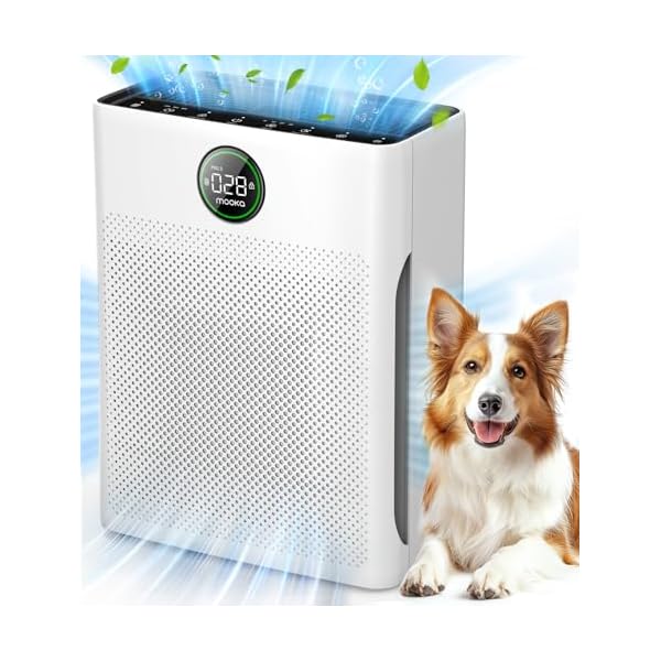Air Purifiers for Home Large Room up to 2200sq.ft, MOOKA Air purifier for Home Pets with Washable Filter, PM 2.5 Display Air Quality Sensor Air Cleaner for Bedroom, Dorm room, Pets, Office, PR1