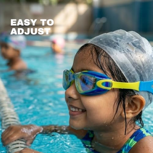 Image of BURNLAB Swimming Goggles for Kids, Clear Vision Pool Goggles for Boys & Girls, Easy Adjustable Strap (blue)