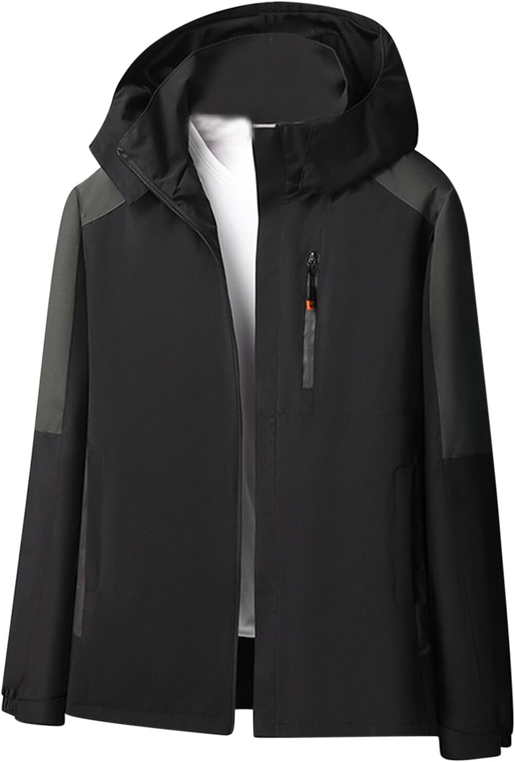 XUNRYAN Men's Rain Jackets Waterproof with Hood Windbreaker Outdoor Raincoat Zip Up Hoodies Rain Coat Outerwear Work Clothes