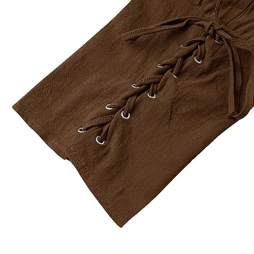 LVCBL Mens Pirate Pants Renaissance Viking Trousers Medieval Casual Pants3