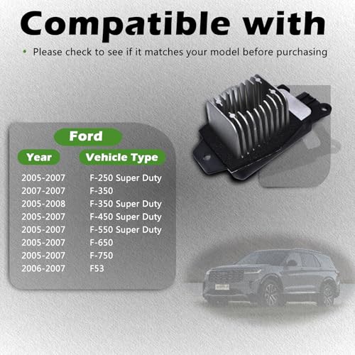 Image of Auto Temp Control HVAC Blower Motor Resistor Compatible with Ford 05-07 F-250 F-350 F-450 F-550 F250 F350 F450 F550 Super Duty F-650 F-750 F650 F750 F53 Replaces 4P1744 RU775 973-248 6C3Z19E624AA