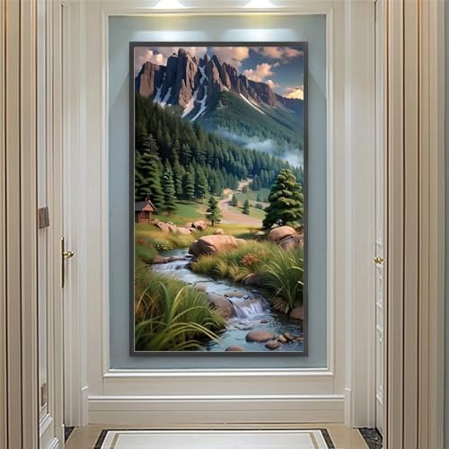 Peinture Diamant 5D paysage géant : activité DIY anti-stress pour un salon moderne et élégant