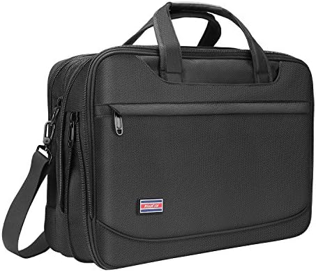 17 inch Laptop Bag, Briefcase Fits Up to 17.3 Inch Laptop Water-Repellent Computer Bag Shoulder Bag Expandable Extra Large Capacity for Travel/Business/School/Men-Black