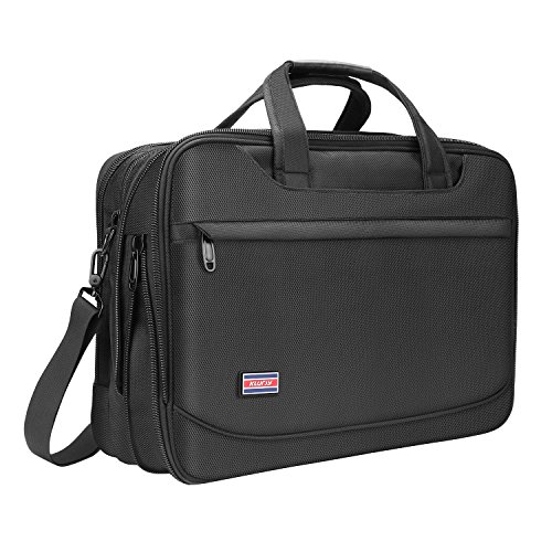 Briefcase for 17 Inch Laptop, Business Travel Bag, Expandable Large Hybrid Shoulder Bag, Water Resisatant Business Messenger Briefcases for Men - Black