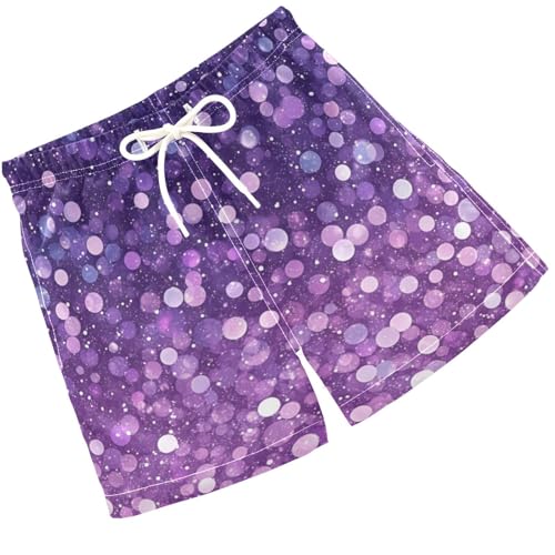 Pigsaly Boys Swim Trunks Lavender Lilac Purple Gradient Flashing Glitter Boys Board Shorts Swimsuit Swimwear 3T