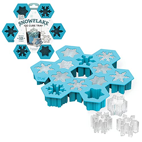 Truezoo Snowflake Silicone Ice Cube Tray, Novelty Ice Mold, Large Ice Cube Mold, Makes 12 Ice Cubes, Snow Ice Tray, Blue, Set Of 1 #TOP30