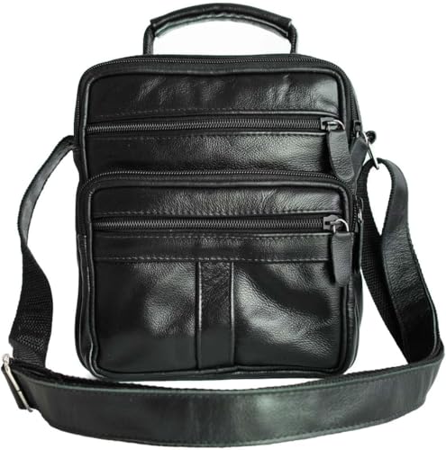 Bolsa transversal masculina-pasta carteiro em couro legitimo (Preta)