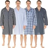 Haigman Chemise de nuit en popeline de coton teint en fil pour homme, M
