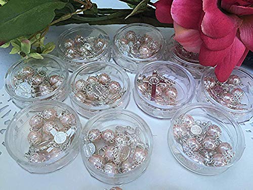 Yrp Gifts 12 Pcs Pink/Silver Boy/Girl Hand Bracelet, Mini Rosary Rhinestone Memories Gift For Baptism/First Communion Festivities #TOP2