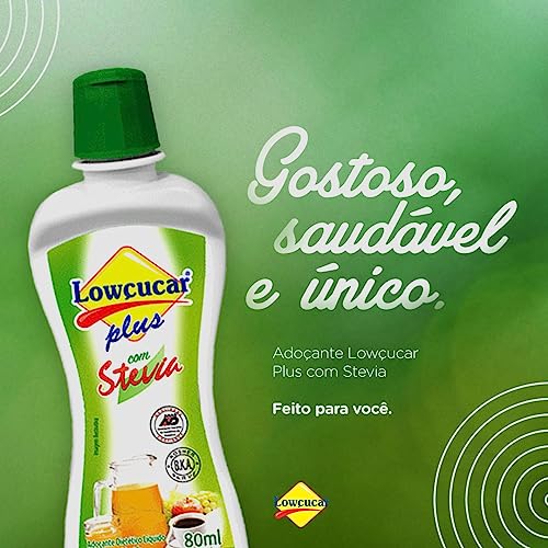Kit 2un Adoçante Lowçucar Plus Stevia Líquido 80 Ml