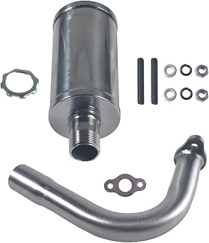2-Stroke Exhaust Muffler Pipe and Gasket Nut Kit for 49cc 60cc 66cc 80cc Engine Gas Motorbike Silver