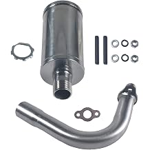 New Exhaust Muffler Pipe Kit and Seal Nut for 2 Stroke 49cc 60cc 66cc 80cc Motorized Gas Engines Bicycle Motorcycles Silver