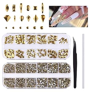 EBANKU 3120Stk Gold Strasssteine Nagel Edelstein Set