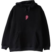 Pembe Yar m Kalp Desenli Hoodie - Sevgililer G n  Hediyesi