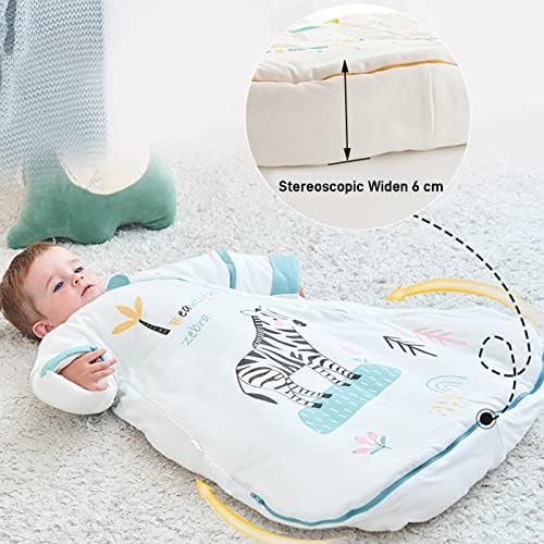 ZIGJOY Baby Winter Sleeping Bag with Detachable Sleeves 2.5 Tog Two-way Zipper Newborn Wearable Blanket 3D Widened Hem Sleeping Sack for Infant