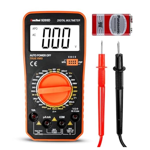 Ruoshui 9205D Digital Multimeter Voltage Tester Volt Meter - DC/AC Current Measurement | Large Screen Display | Overload Indication | Capacitance Measurement - Dual Insulation Design