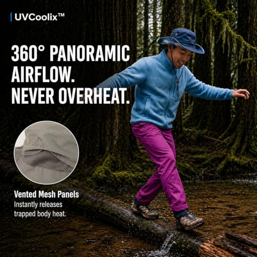 Image of TOP-EX UVCoolix Cooling UPF50+ Wide Brim Sun Hat, Waterproof, Big Head | cooling sweatband, waterproof, water resistant, UV protection, wide brim, breathable, big-head fit, fishing, hiking, beach