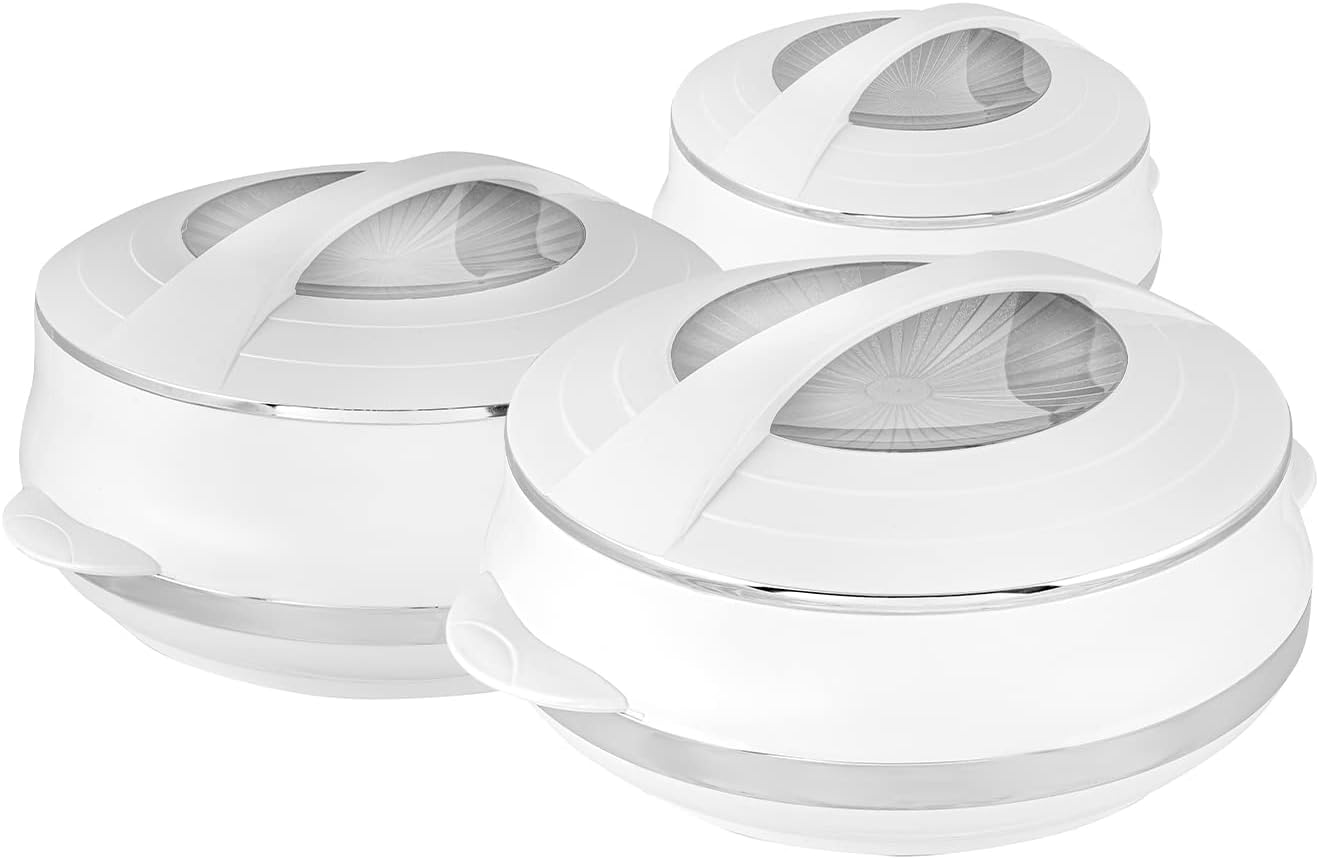 Royalford 3Pc Casserole Hot Pot, Food warmer Stainless Steel