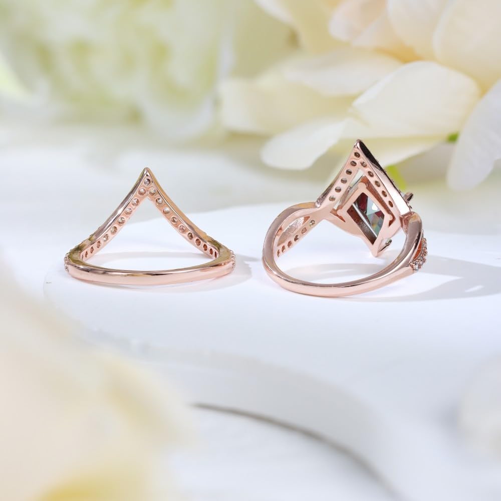 Alexandrite Engagement Rings for Women Wedding Ring Promise Rings for Her Rose Gold Mood Birthstone Rings Christmas Anniversary Birthday Valentine's Day Gift - Image 6