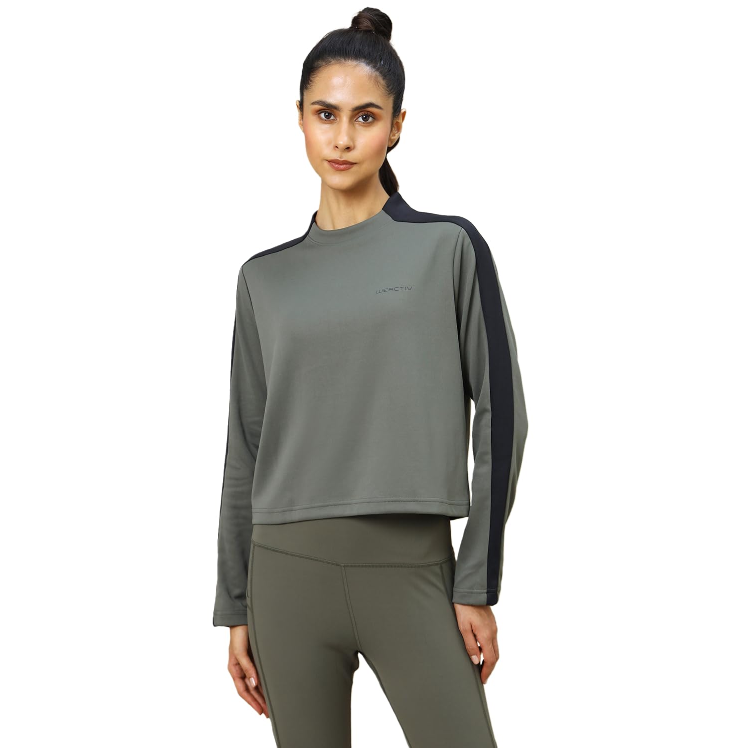 technosport Women's Crew Neck Slim Fit Color Blocked Crop Sweatshirt Quick Dry & Antimicrobial-picture-46