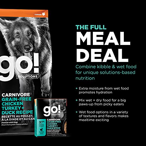 Go! Solutions Carnivore Grain Free Dog Food For Adult Dogs, 22 Lb – Chicken, Turkey + Duck Recipe – Protein Rich Dry Dog Food – Complete + Balanced Nutrition For Adult Dogs #TOP6