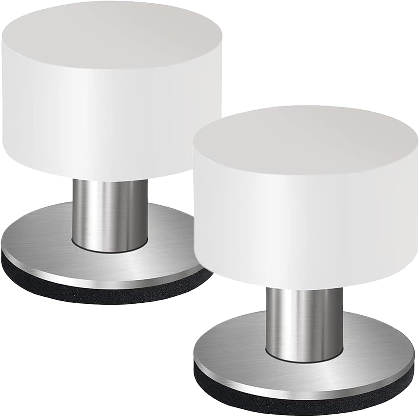 Door Stop with Extra Stickers, White Silicone with Stainless