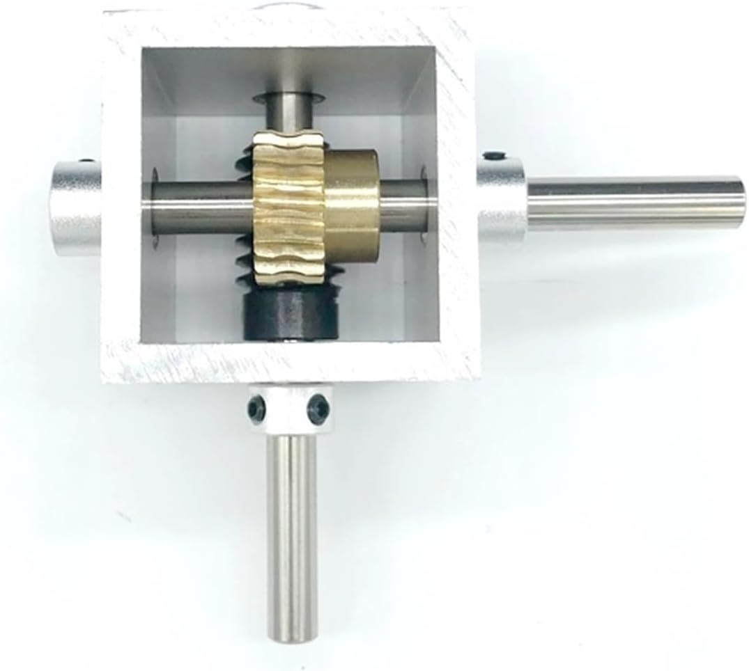 Miter Transmission 1pcs 90 Degree Worm Gear Reducer Gearbox 1:10 1:20 Corner Gear Steering Small Gear Box Right Angle Reversing Gearbox Pinion Mechanical Gear (Color : Type 1 8mm Shaft)