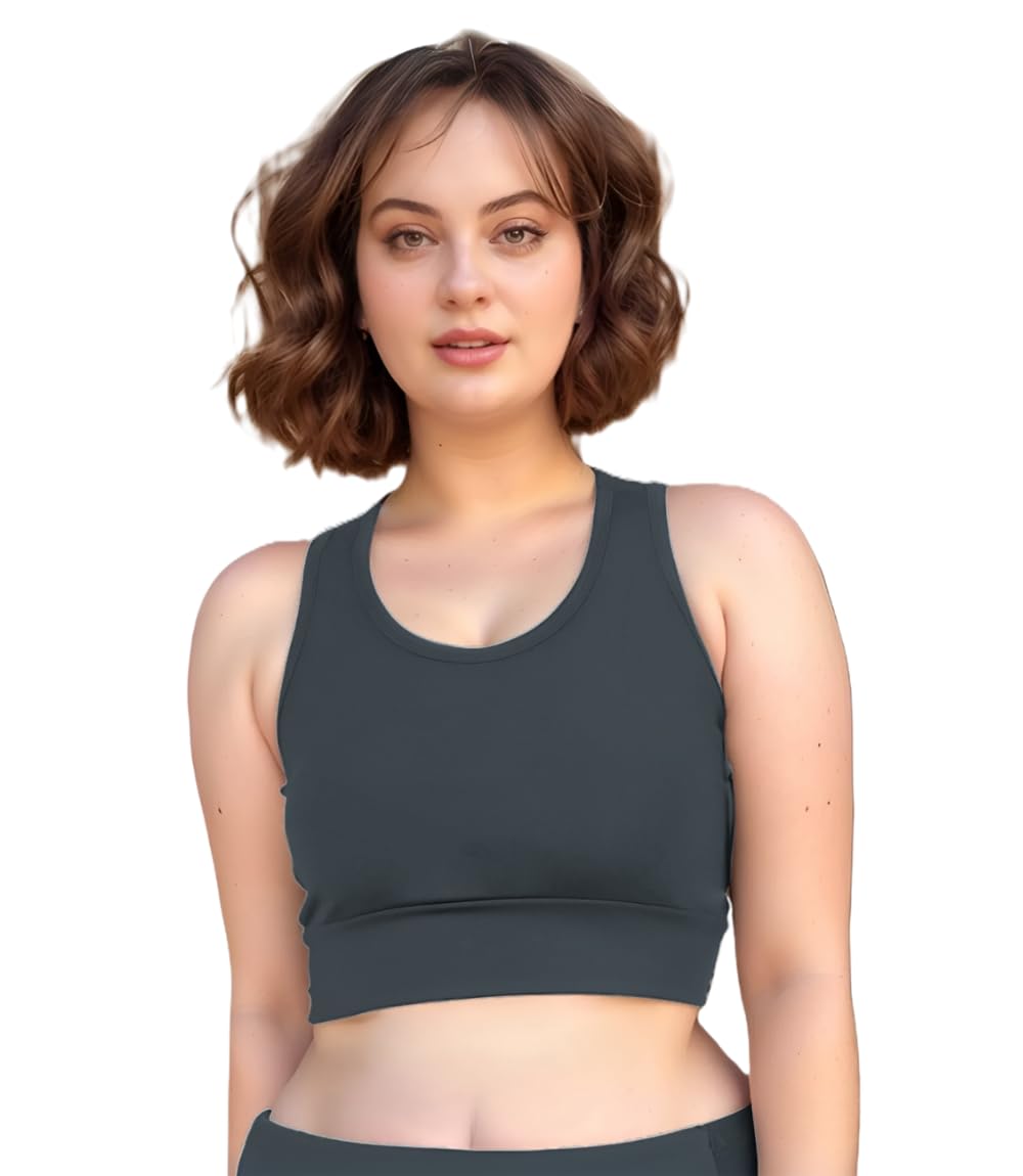 blueficus Premium Seamless Non-Padded Slip On Sports Bra Low Impact Workout Bras Activewear Sports Bra-picture-10