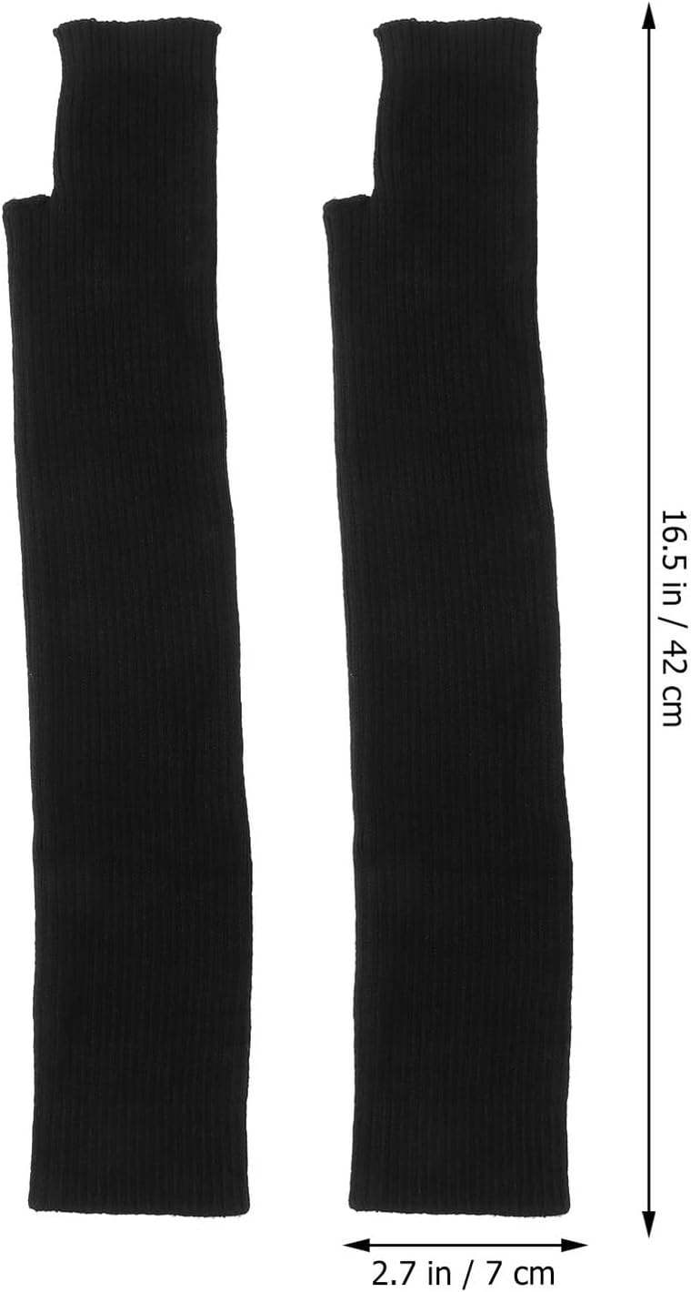 SUPVOX 2pcs Women’s Thickened Knitted Arm Warmers Fingerless Gloves with Thumb Hole Winter Mittens Hand Sleeves for Outdoor Cold Weather