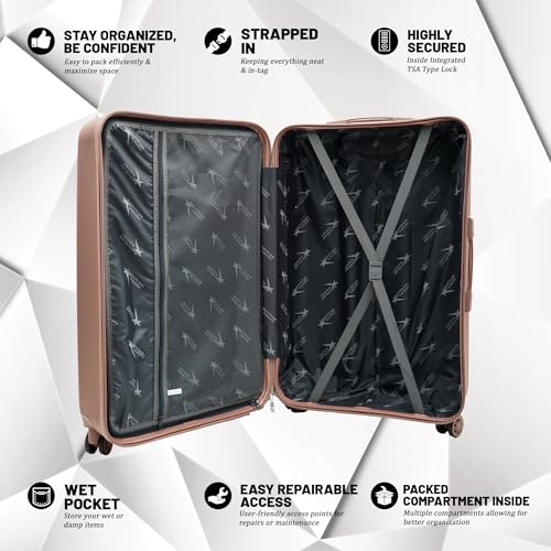 Image of AMERICAN TRAVELLER Diamon Trolley Bag | Durable ABS Hard Shell Luggage | Durable ABS Hard Shell, TSA-Type Lock, 8 Dual Spinner Wheels, Telescopic Handle