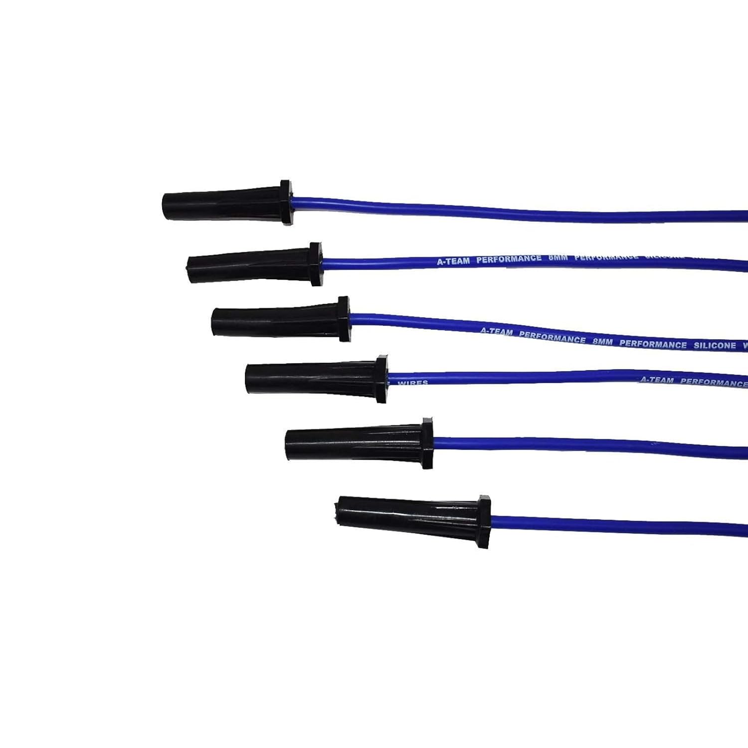 A-Team Performance 8.0 mm Silicone Spark Plug Wire Set - Black 90-Degree Boots for HEI Distributor - Includes Glow Plug Removal Tool - Compatible with Ford Truck 6 Cylinder 250&300 4.9L - Black