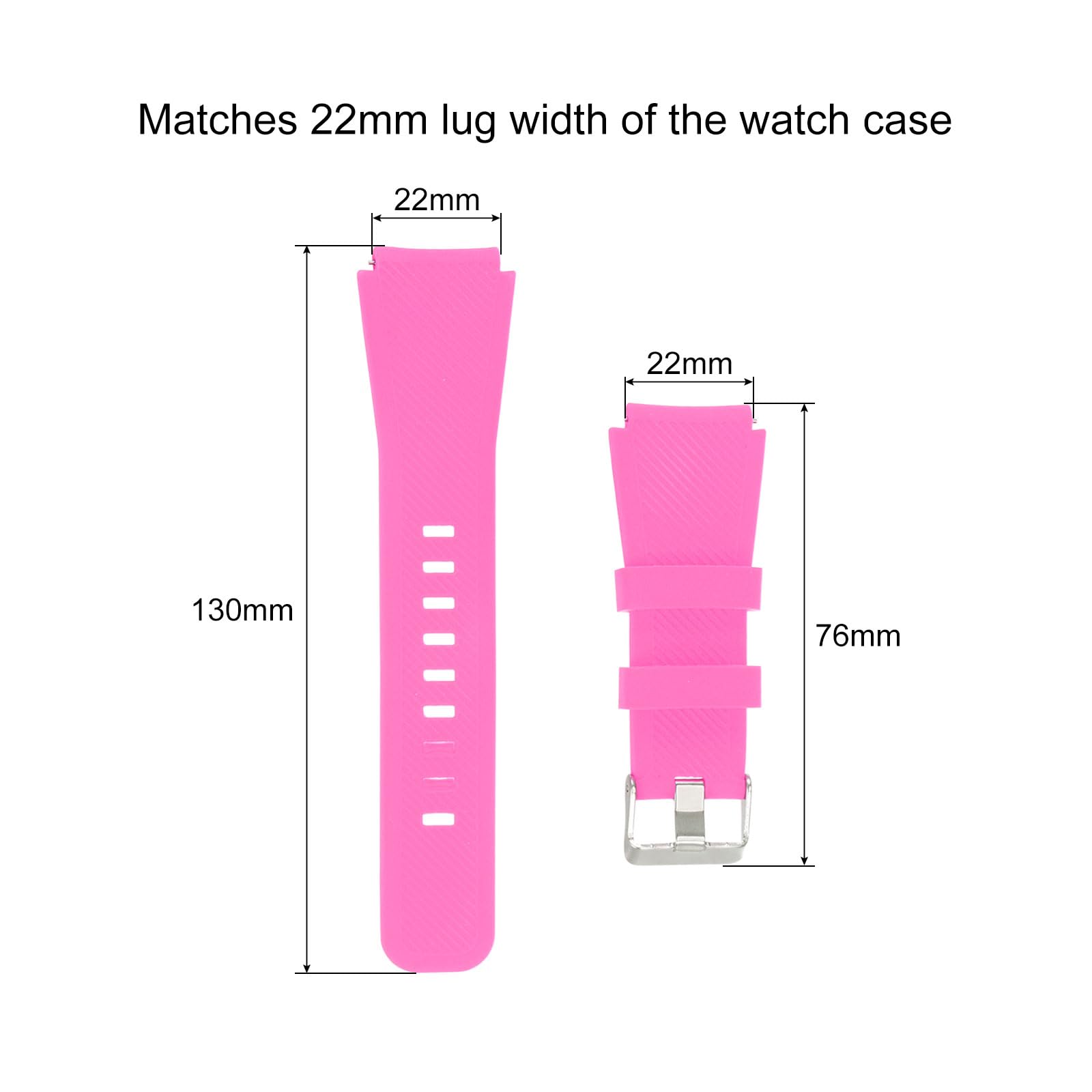 uxcell Rubber Watch Band 22mm Width, Unique Design Replacement Silicone Watch Strap for Gear S2 S3 S4 and GT/Smart Watch, Hot Pink