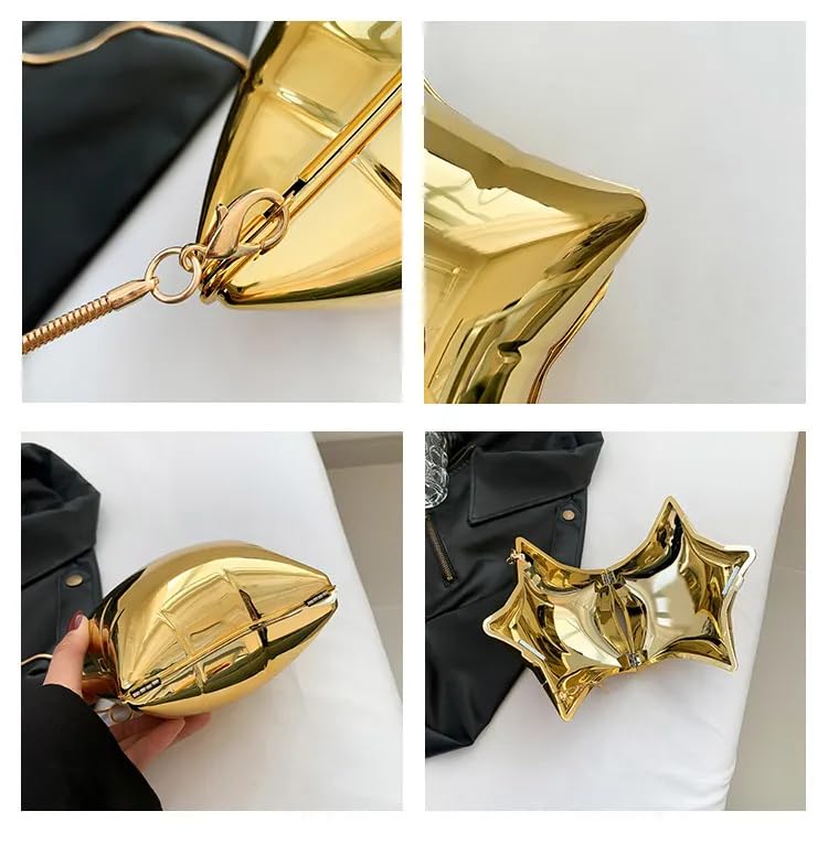 Image of Metallic Acrylic Evening Handbag for Women | Crossbody Sling Bags with Detachable Chain Strap Glossy Stylish Ladies Girls Small Size Cute Party Wedding Bag