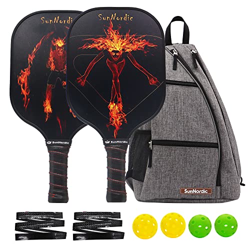 SunNordic Pickleball Paddles Set of 2, USAPA Approved Carbon Fibre Surface Pickleball Set with Pickleball Rackets & Neoprene Pickleball Cover, Pickle Ball Paddle Set for All Levels