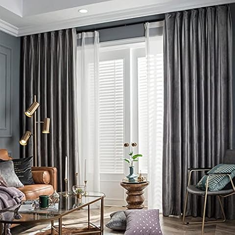 SetSailW Blackout Curtains Extra Wide Room Divider Curtains Soundproof Blackout Window Treatment Drapes with Hooks for Bedroom and Living Room, 2 Panels,Grey-1.5x2.7Mx2 Cover