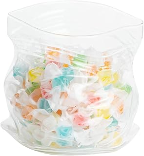 22 oz Unzipped Glass Zipper Bag, 1 Large Unzipped Glass Bag - Realistic Crinkled Edges, Serve Candy, Popcorn, or Nuts, Clear Glass Bag Bowl, Dishwasher-Safe, Flat Base - Restaurantware