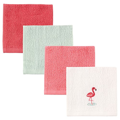 Image of Luvable Friends Unisex Baby Super Soft Cotton Washcloths, Flamingo, One Size
