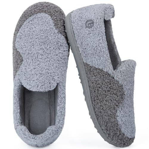 Image of LongBay Women’s Two-Tone Slippers Cozy House Shoes with Removable Insole for Indoor Outdoor Grey, 8-9