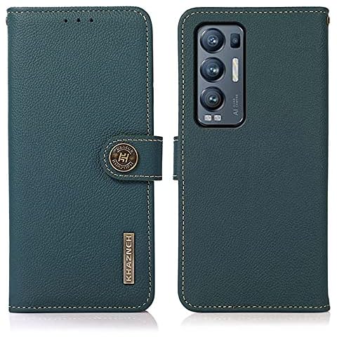 MAXJCN Case Compatible with Oppo Find X3 Neo, Premium Genuine Leather Wallet Case [Card Holder] [RFID Blocking] Magnetic Folio Flip Kickstand Case Protective TPU Cover (Color : Green) Cover