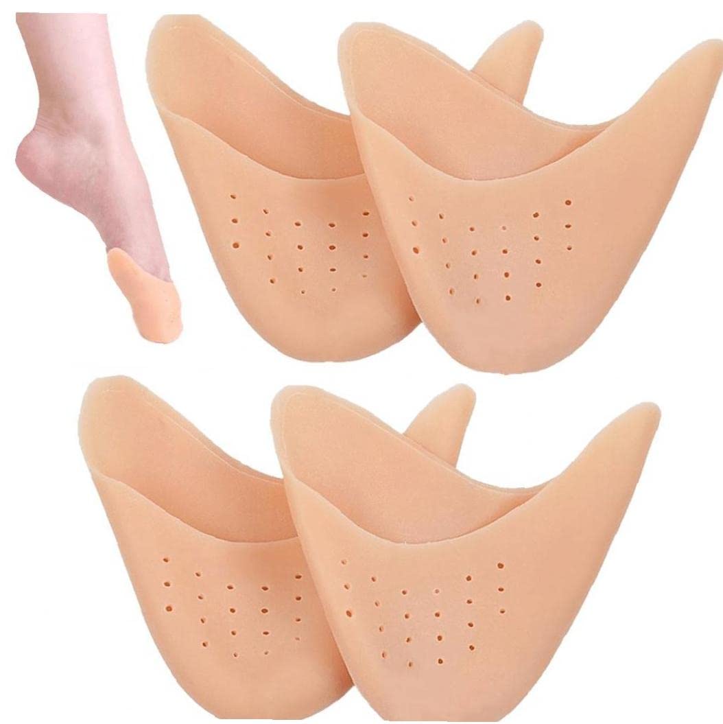 Danlai Men's Skin Color 2 Pairs Silicone Gel Pointe Ballet Dance Shoe Toe Pads Toe Caps Toe Protector With Breathable Hole For Pointed Ballet Shoes