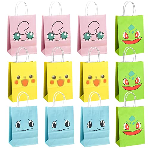 12 Stück Cartoon Papiertüten, Candy Tüten Bunt, Party Geschenktaschen für Mädchen Frauen Kindergeburtstag, Geburtstagsfeier, Halloween, Weihnachten Party Dekoration Cover