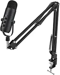 Microfone Condensador Profissional Live, Podcast E Gravações Braço articulado